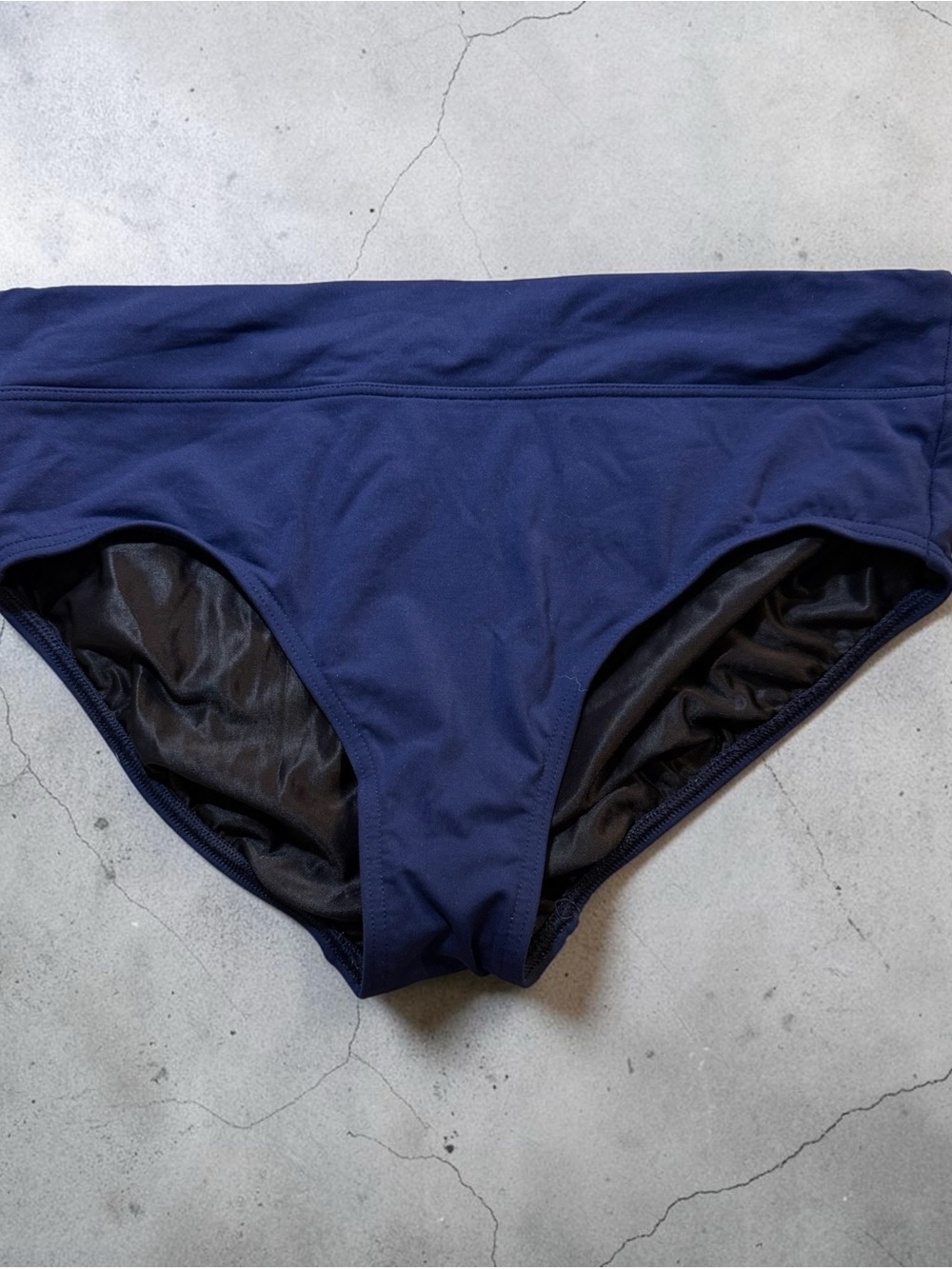 Lands’ End Women’s Swim Bottoms Size 12 Navy Blue High Waist Bikini Bottom